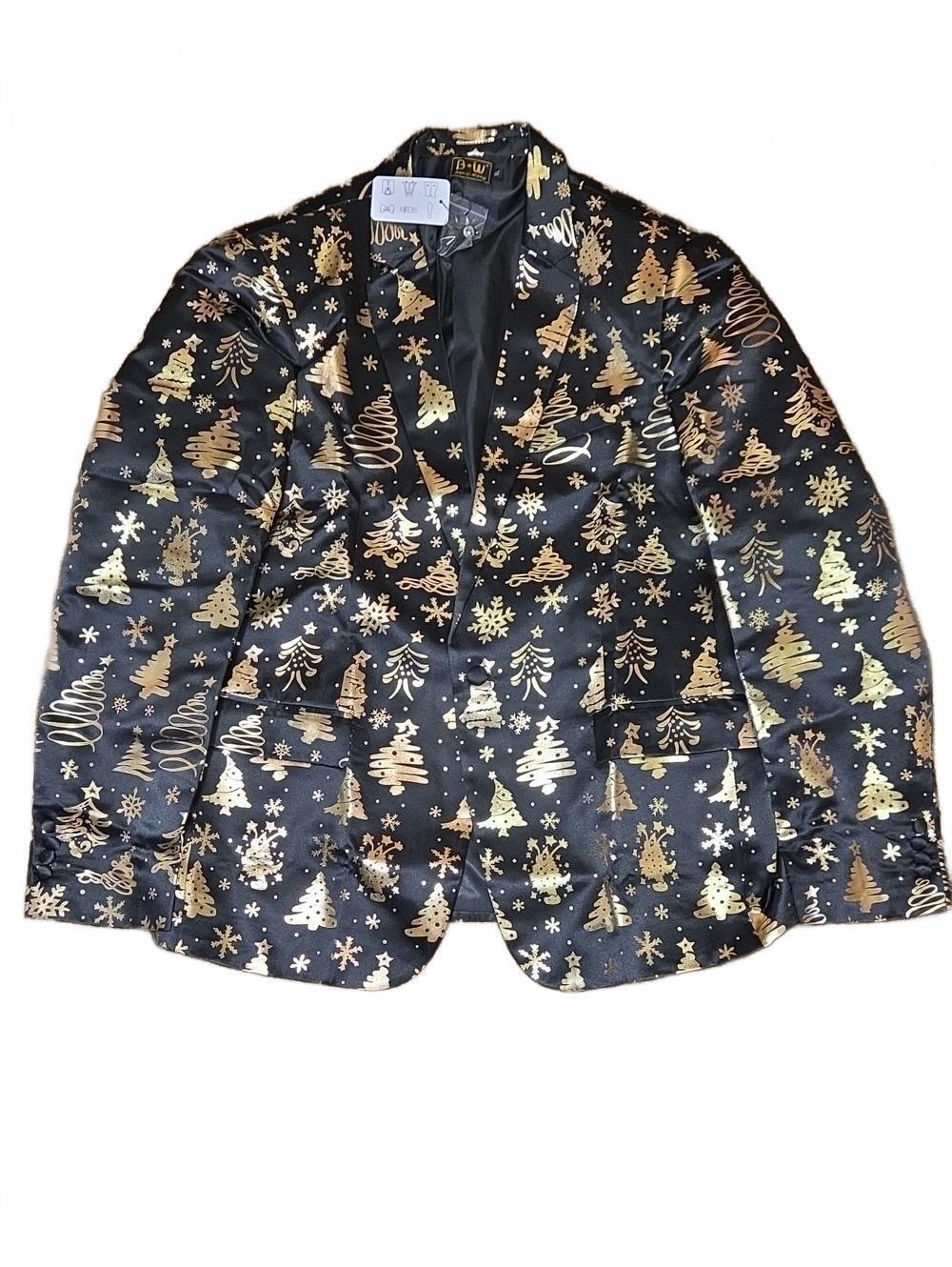 Barry.Wang | Black & Gold Holiday Tree Blazer | 2XL